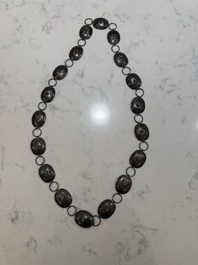 Vintage Silver-Tone Concho Belt with Turquoise Accents